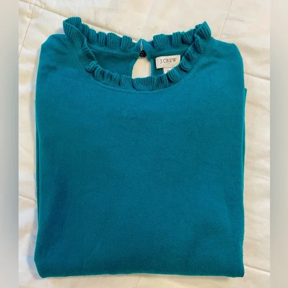 J. Crew Factory Women's Cotton Ruffle Neck Sweater (XL) - Picture 2 of 7